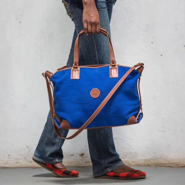 Bolso de lona azul